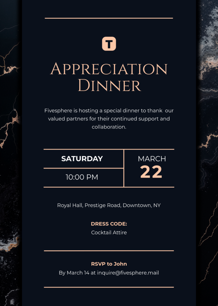 Appreciation Dinner Corporate Invitation Appreciation Dinner Corporate Invitation
