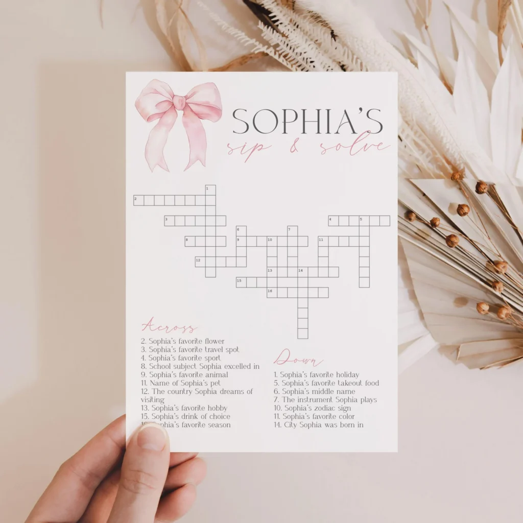 Birthday Crossword Sip Puzzle And Solve