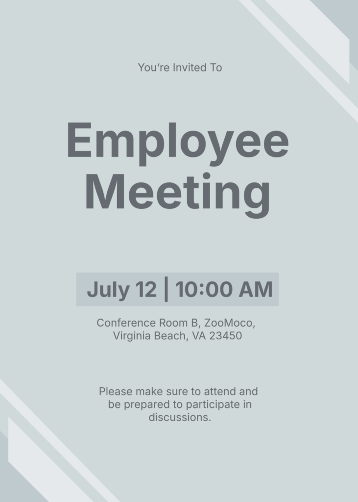 Blank Employee Meeting Invitation