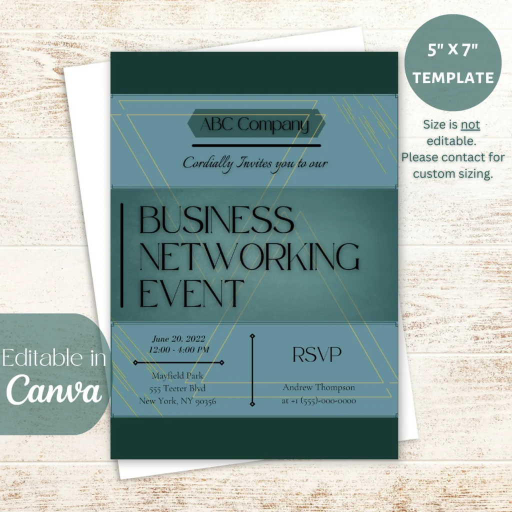Blue Gold Networking Event Invitation