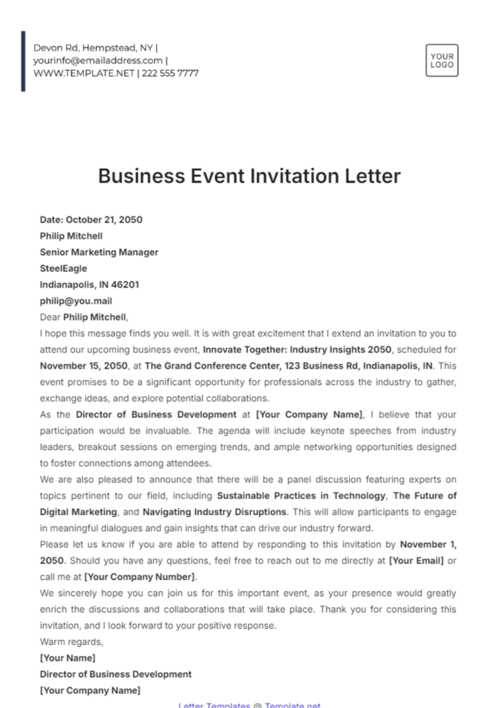Business Invitation Business Invitation