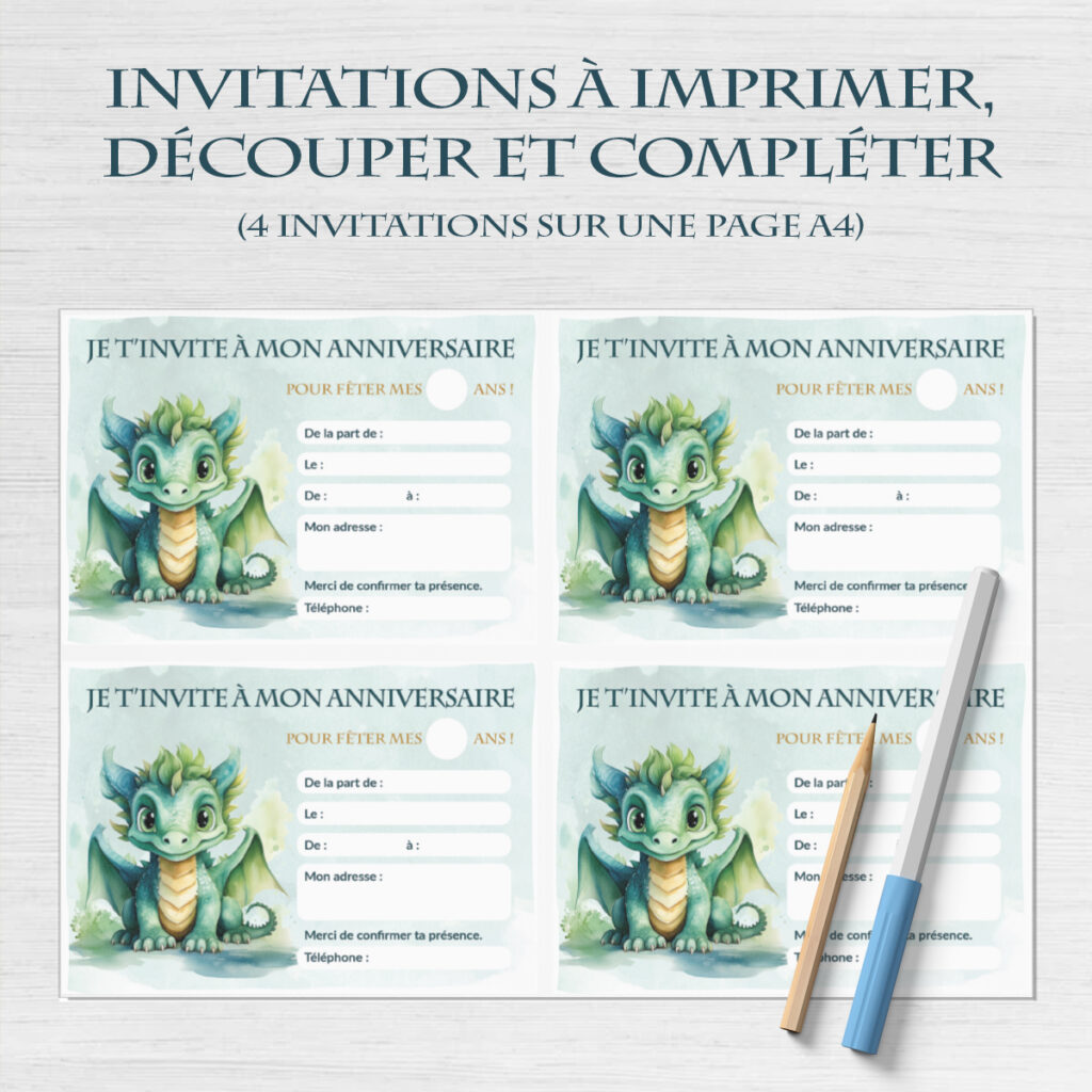 Carte Dinvitation Anniversaire A Telecharger Et Imprimer Modele Dragon