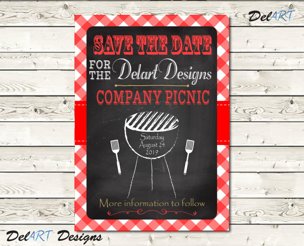 Chalkboard Picnic Save The Date
