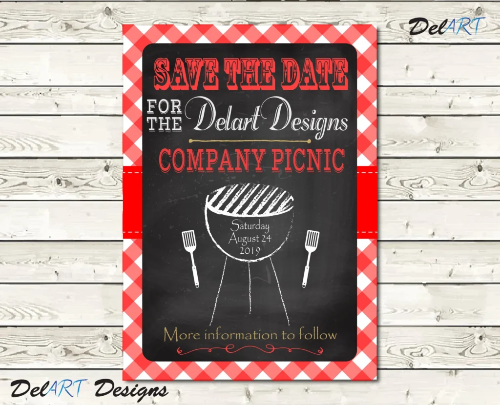 Chalkboard Picnic Save The Date