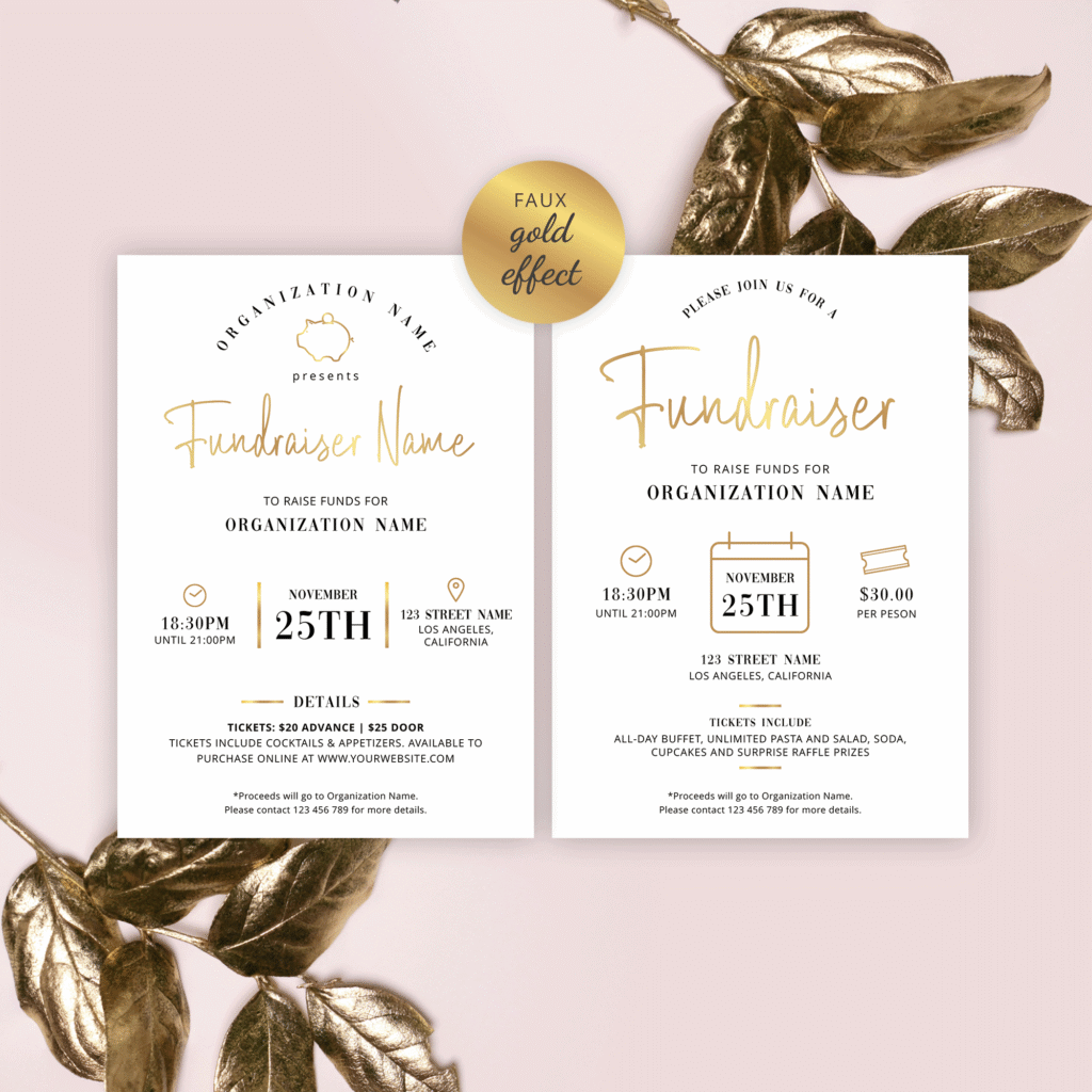 Charity Event Flyer Template Editable Fundraiser Invitation Card