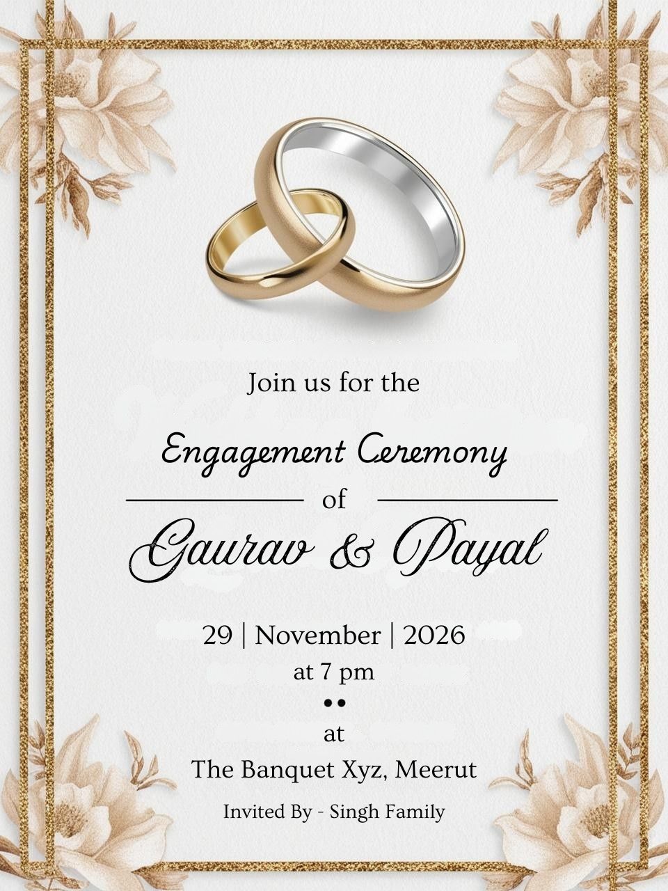 Classy Engagement Invitation Card Download Online