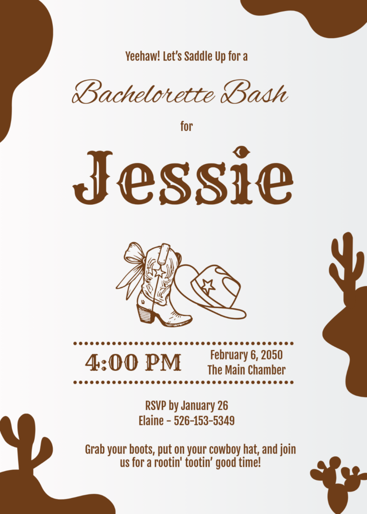 Cowgirl Bachelorette Invitation