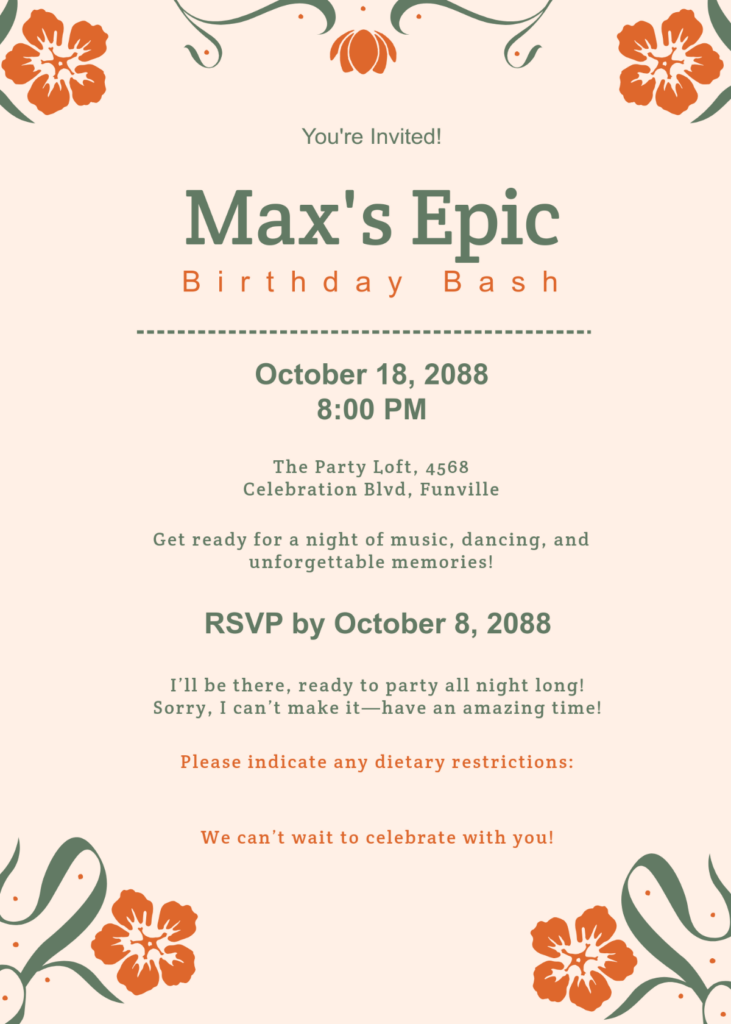Creative Party Rsvp Card Invitation