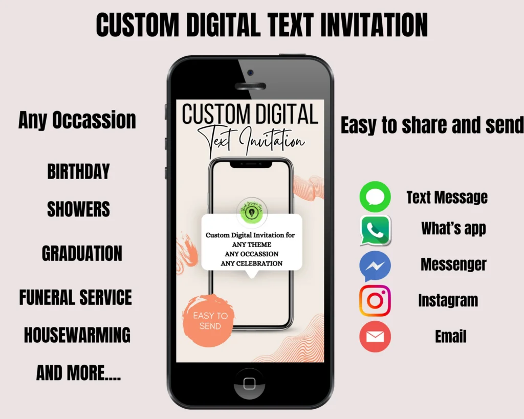 Custom Digital Invitation Custom Text Custom Digital Invitation Custom Text