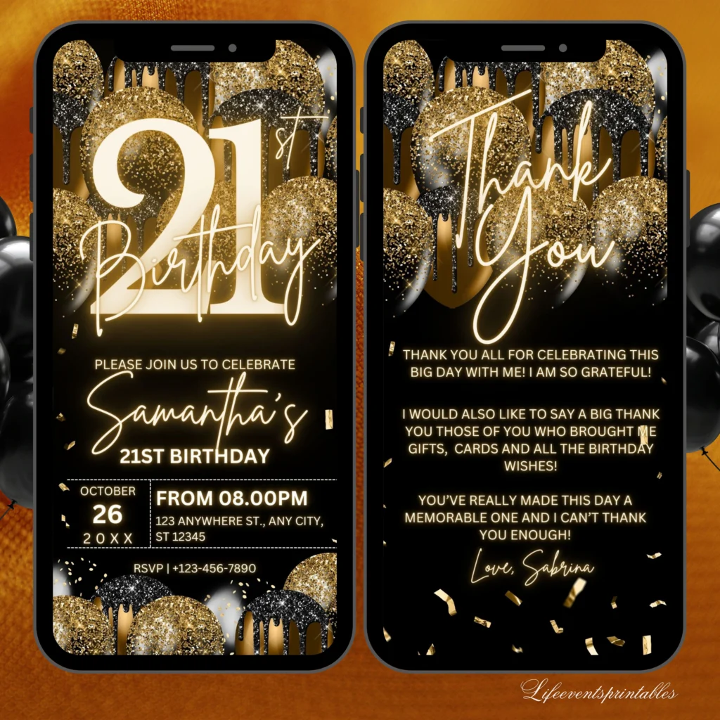 Digital 21st Birthday Invitation