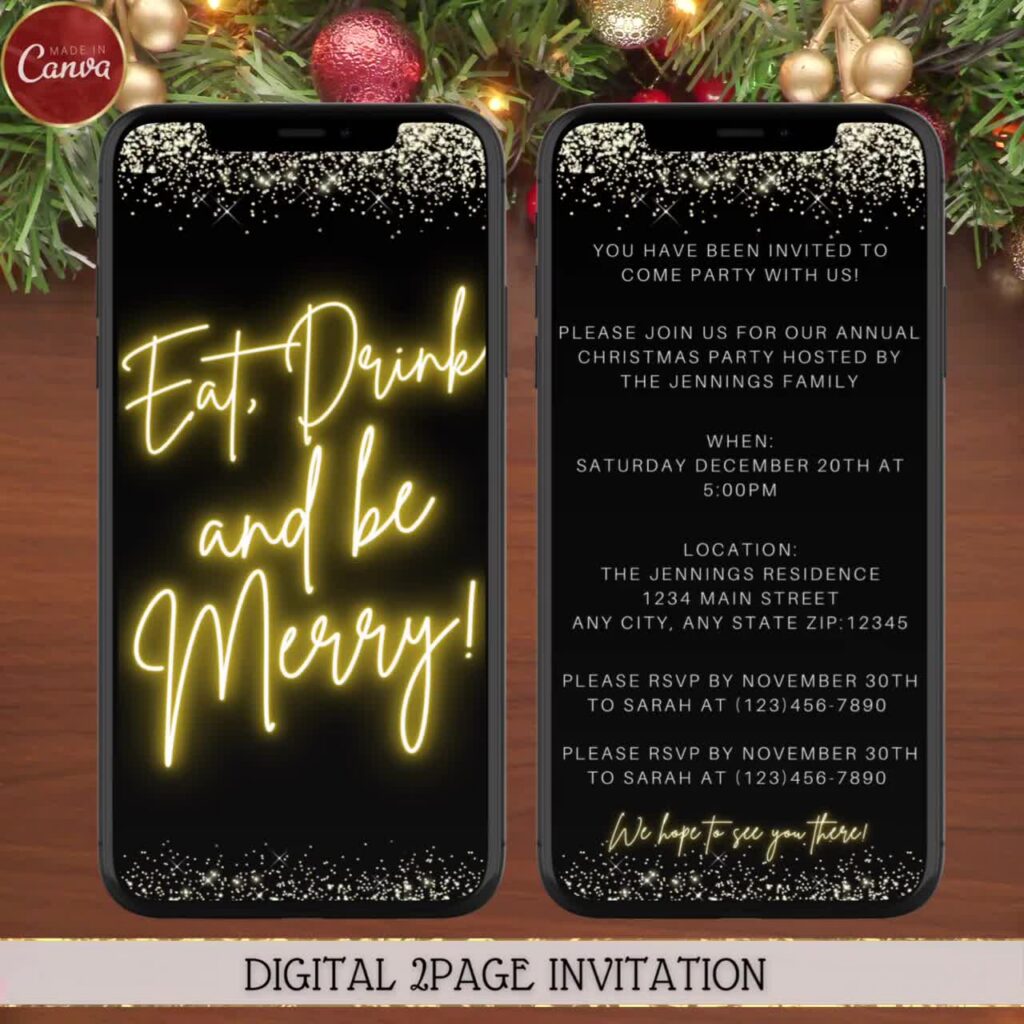 Digital Christmas Party Invitation Eat