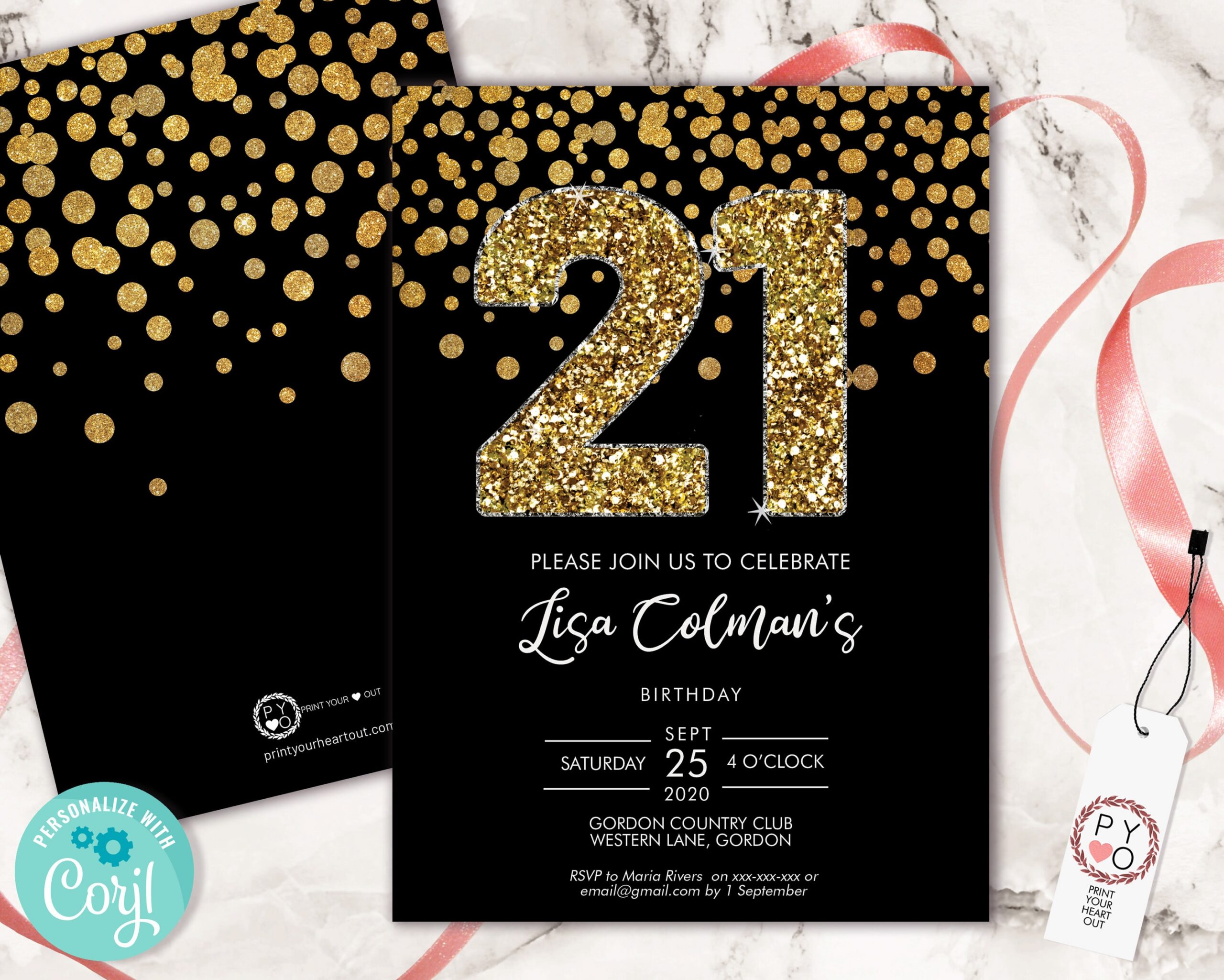 Diy 21st Birthday Confetti Invitation