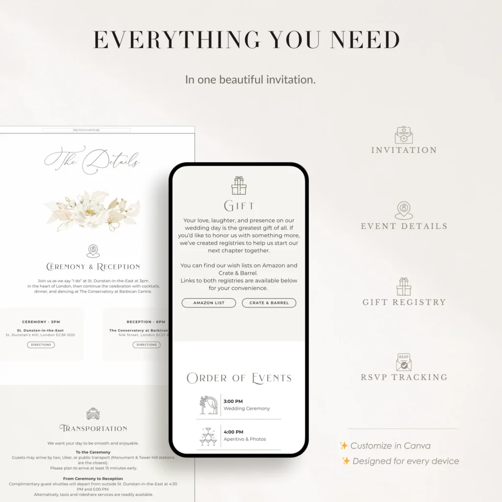 Dora Elegant Online Digital Wedding Invitation