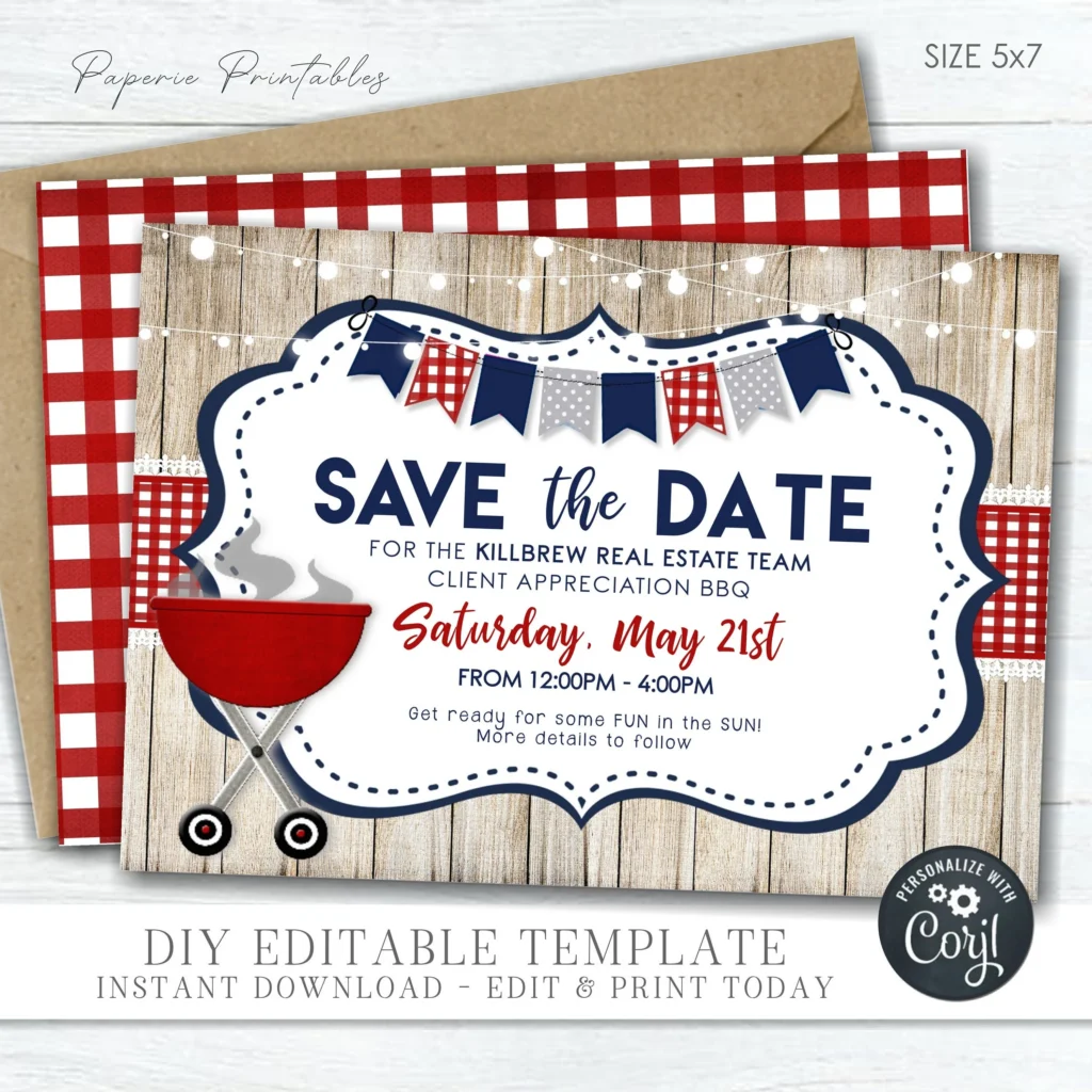 Editable Bbq Save The Date Invitation