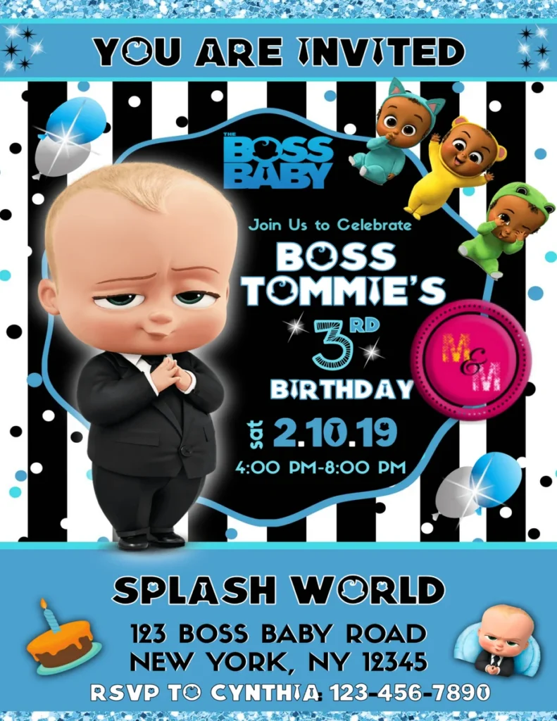 Editable Caucasian Boss Baby Invitation Printable Boss Baby