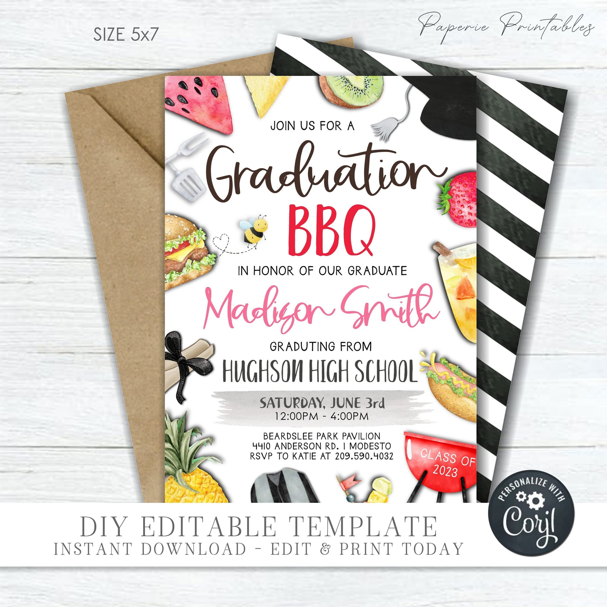Editable Graduation Bbq Invitation