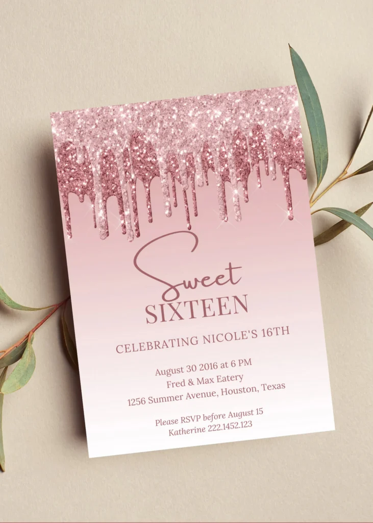 Editable Sweet 16 Birthday Invitation Editable Sweet 16 Birthday Invitation