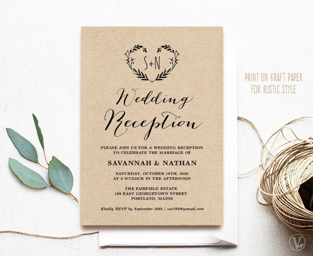 Editable Wedding Reception Invitation