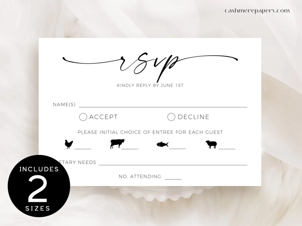 Editable Wedding Rsvp Template With Meal Editable Wedding Rsvp Template With Meal
