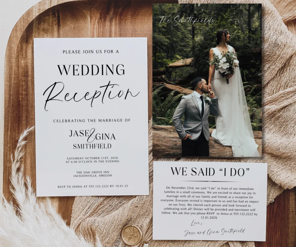 Elopement Wedding Reception Invitations Elopement Wedding Reception Invitations