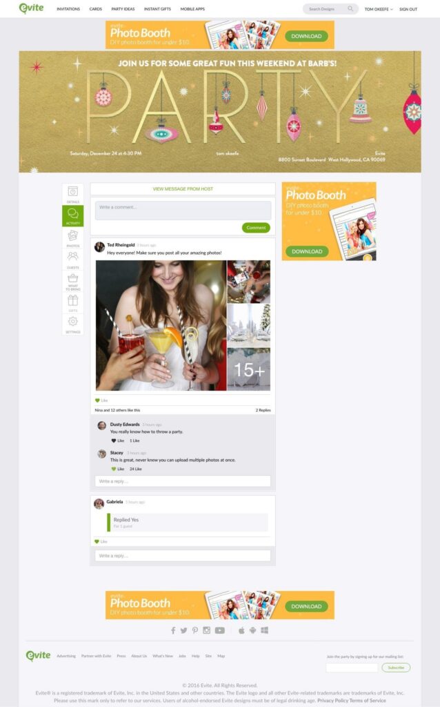 Evite Announces New Private Sharing Feed With Every Invitation 300354340
