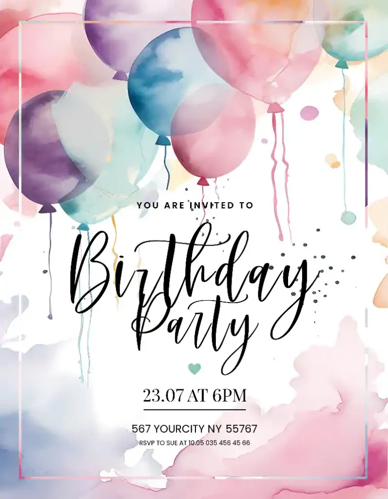 Free Birthday Party Flyer Invite Template