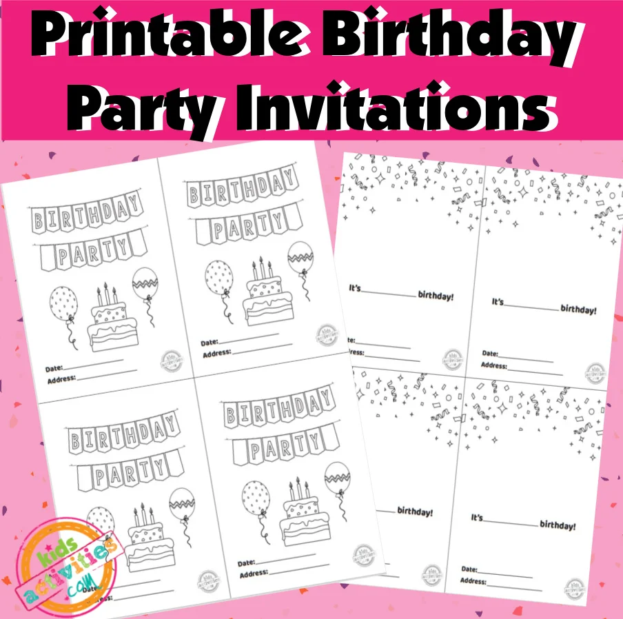 Free Printable Birthday Party Invitations To Color