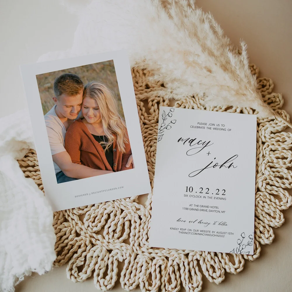 Front Back Custom Photo Wedding Invitation 1