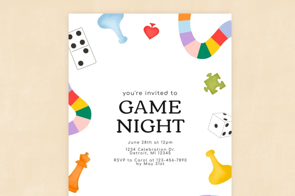 Game Night Fun Game Night Invitation