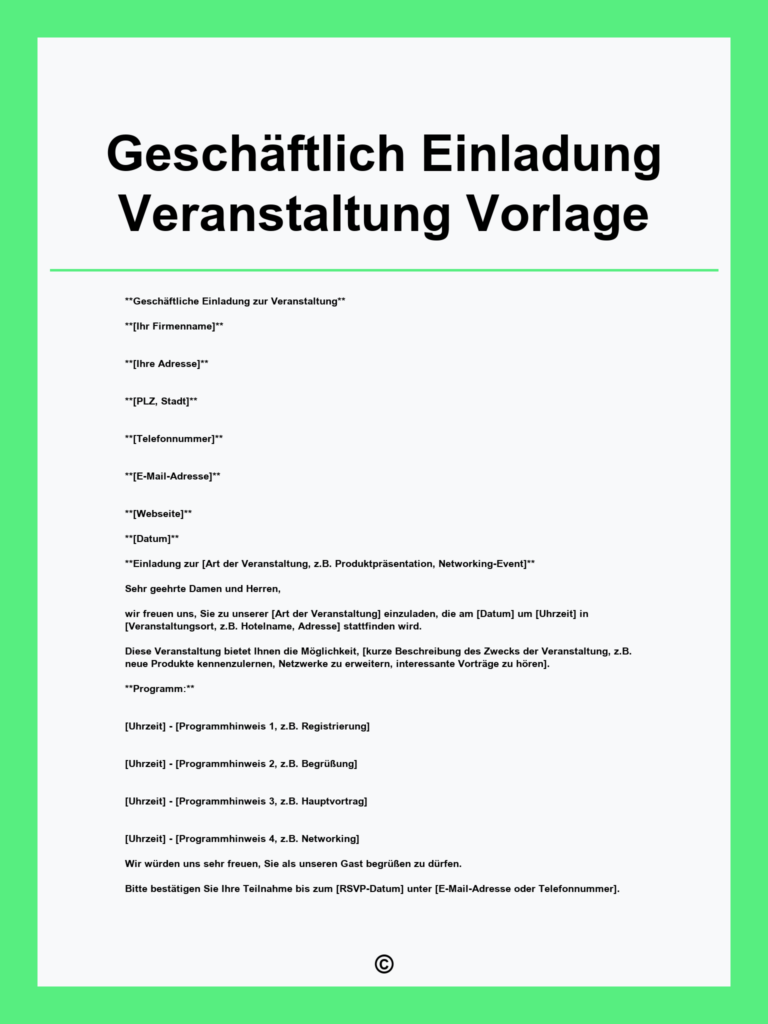 Geschaftlich Einladung Veranstaltung Vorlage