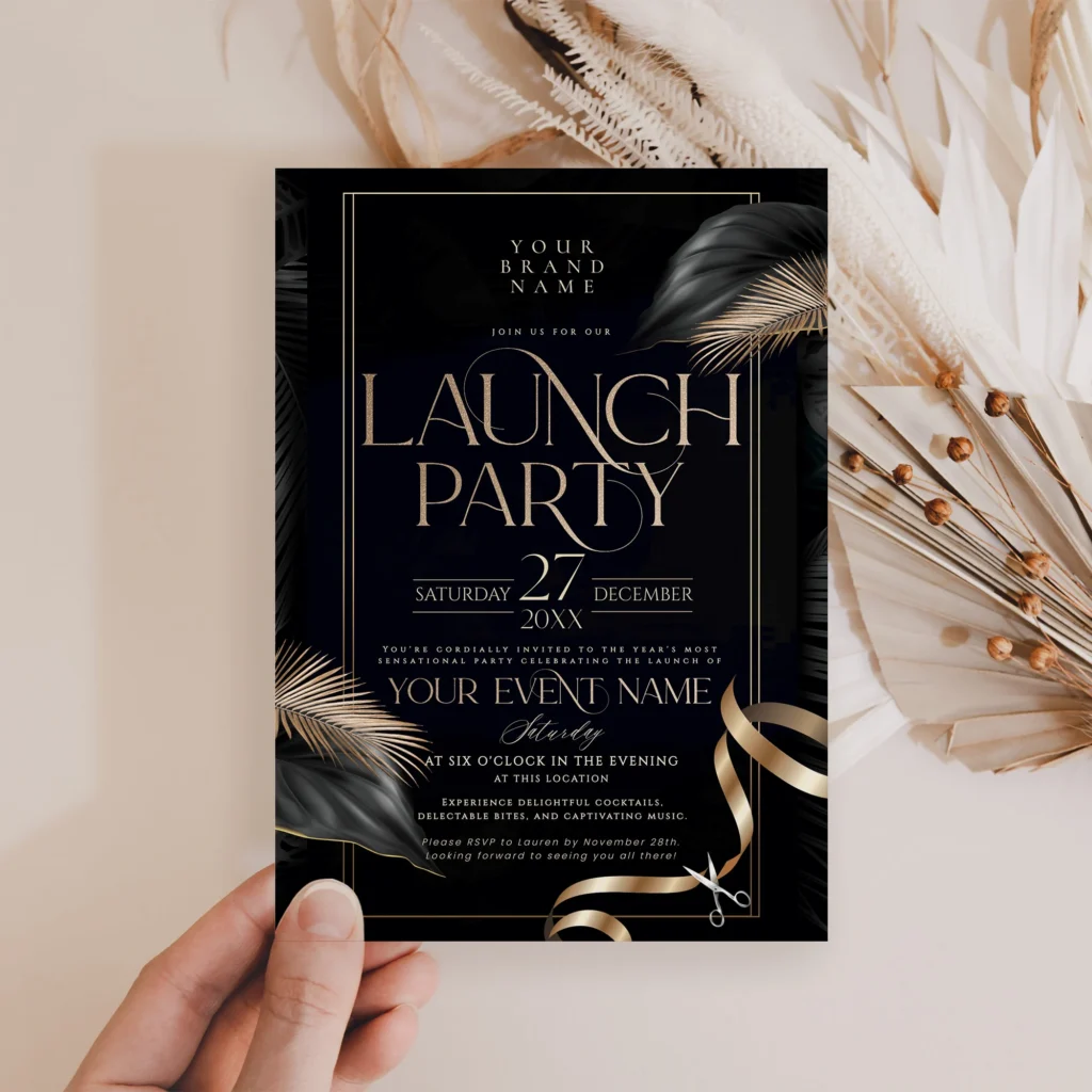 Gold Launch Party Invitation Template
