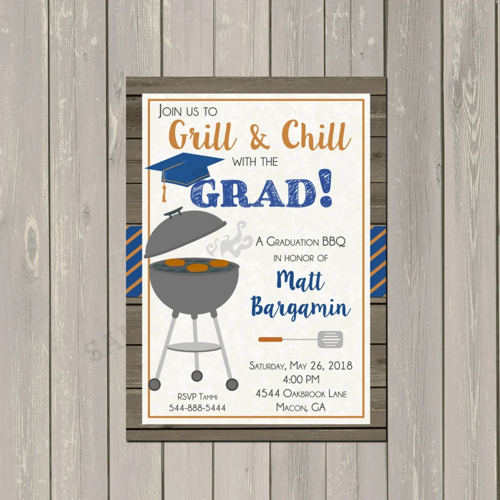 Graduation Bbq Invitation Grill Chill