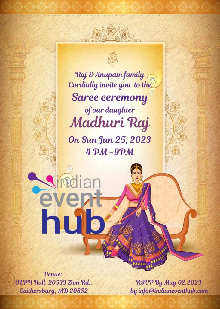 Half Saree Ceremony Invitation Digital Half Saree Ceremony Invitation Digital