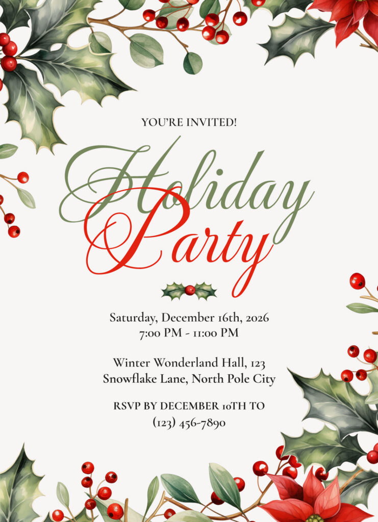 Holiday Invitation Free Google Docs Template