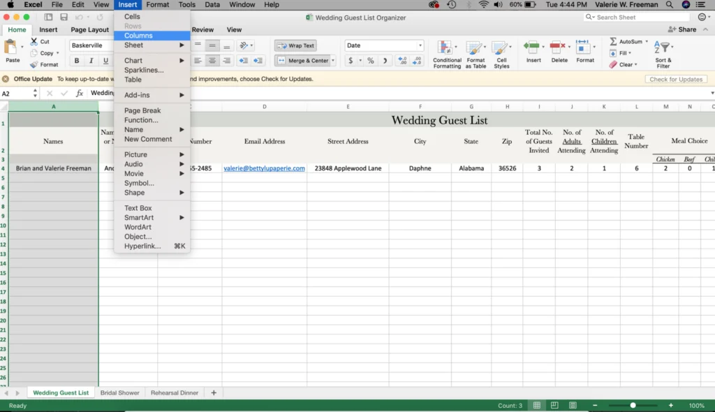 How To Organize Wedding Guest List Template In Excel