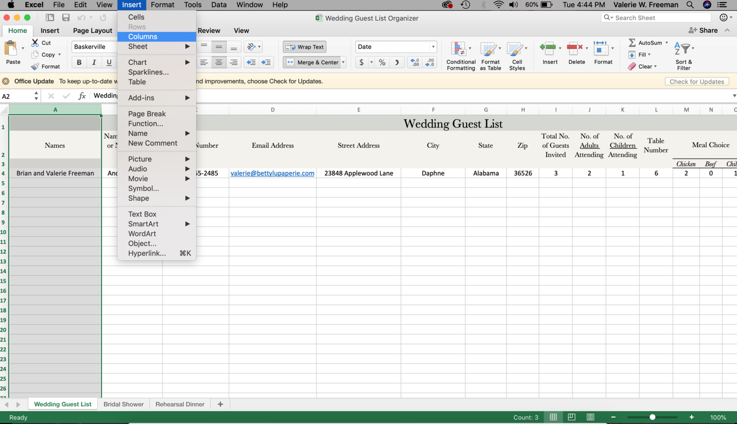 How To Organize Wedding Guest List Template In Excel