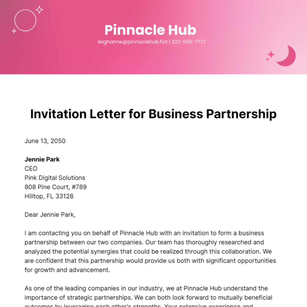 Invitation Letter For Business Partnership Invitation Letter For Business Partnership