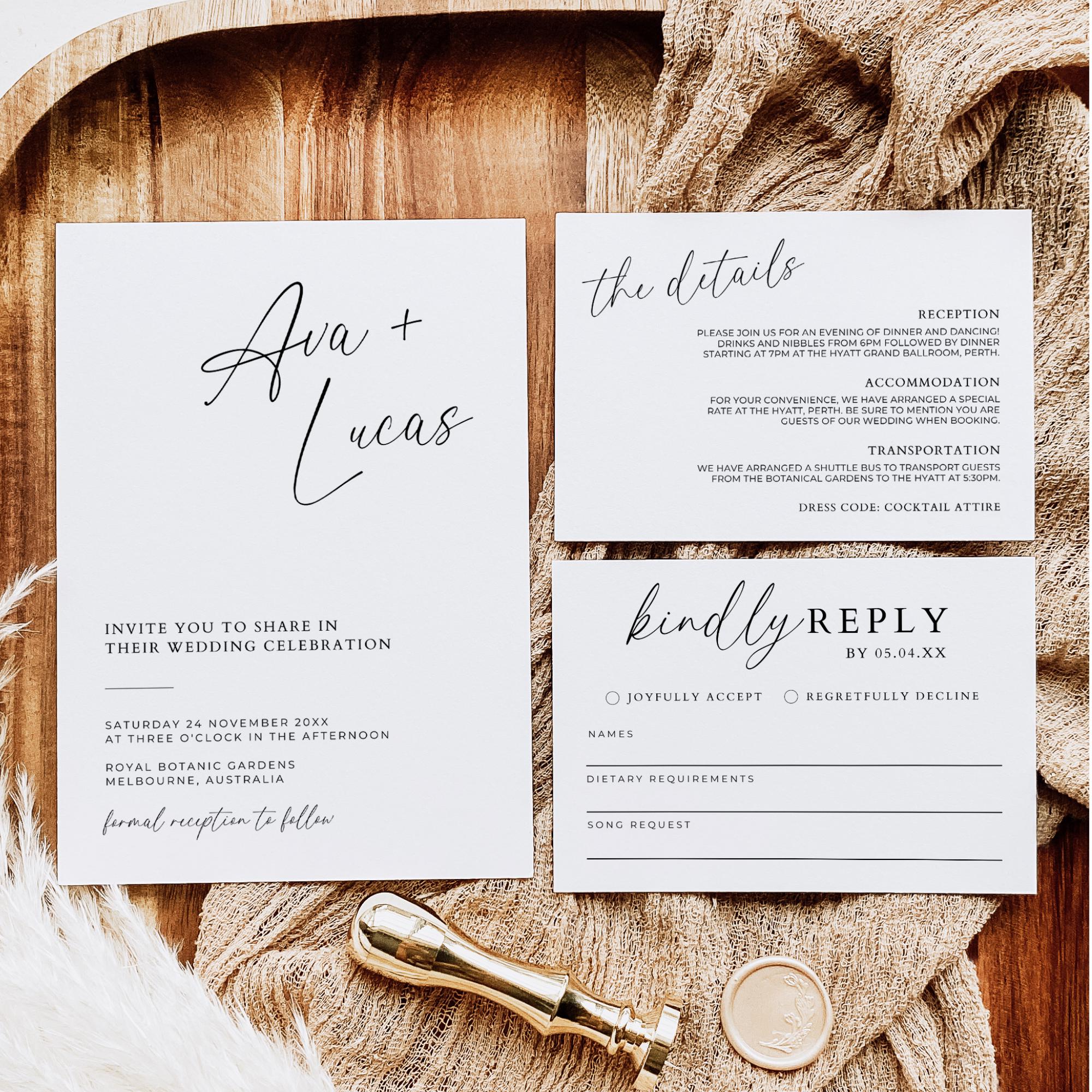 Invitation Suite With Rsvp And Details