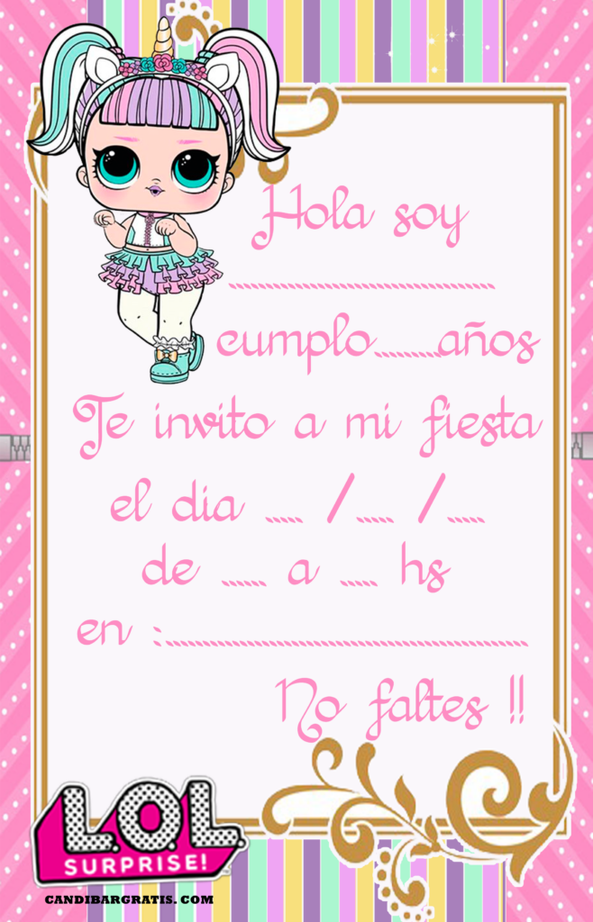 Kit Imprimible Candy Bar Lol Unicornio Para Cumpleanos