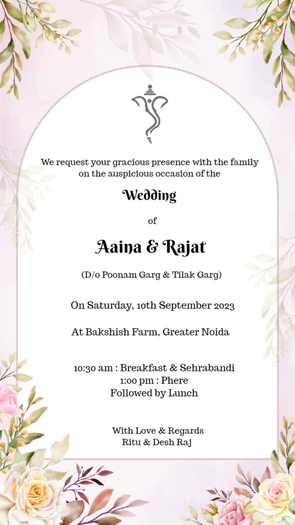 Leafy Pink Invitation Template B5rvg35P