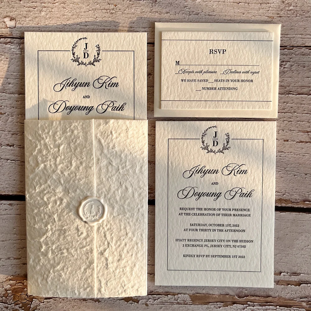 Letterpress Wedding Invitations With Rsvp Cards Vintage Wedding
