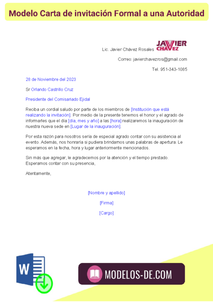 Modelo Carta De Invitacion Formal A Una Autoridad Modelo Carta De Invitacion Formal A Una Autoridad