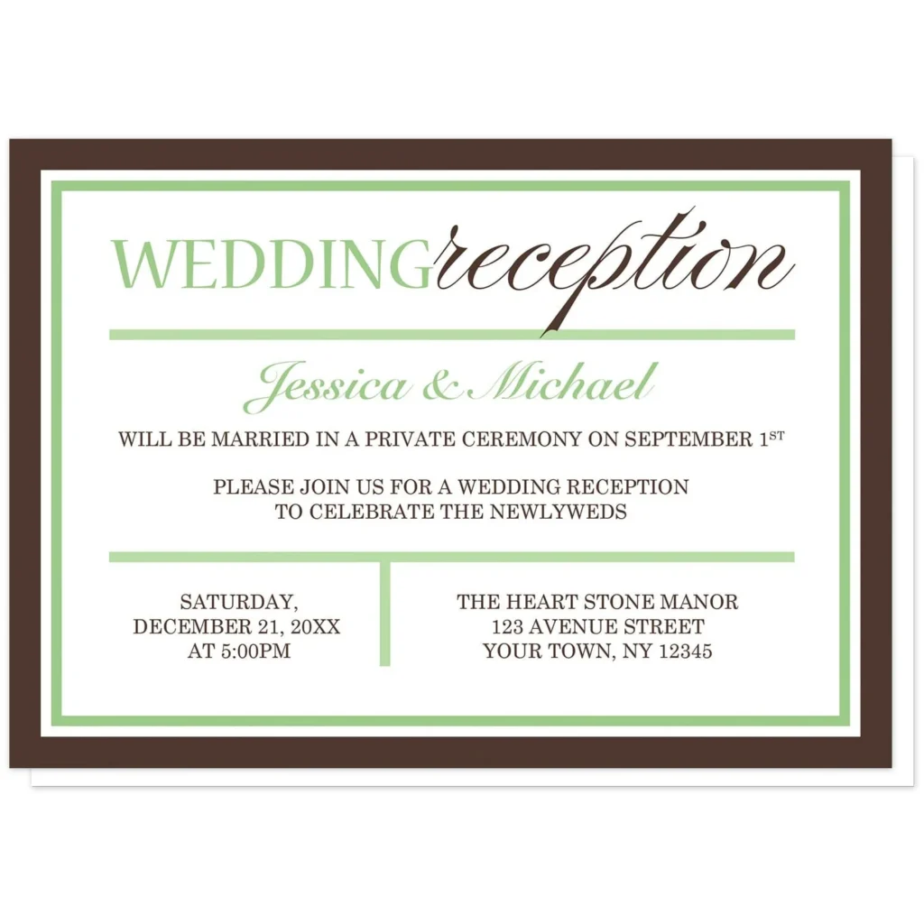 Modern Green Brown Reception Only Invitations And Rsvp Modern Green Brown Reception Only Invitations And Rsvp