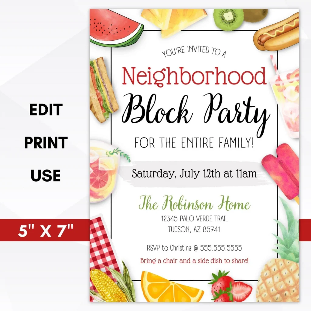 Neighborhood Bbq Block Party Invitation Neighborhood Bbq Block Party Invitation