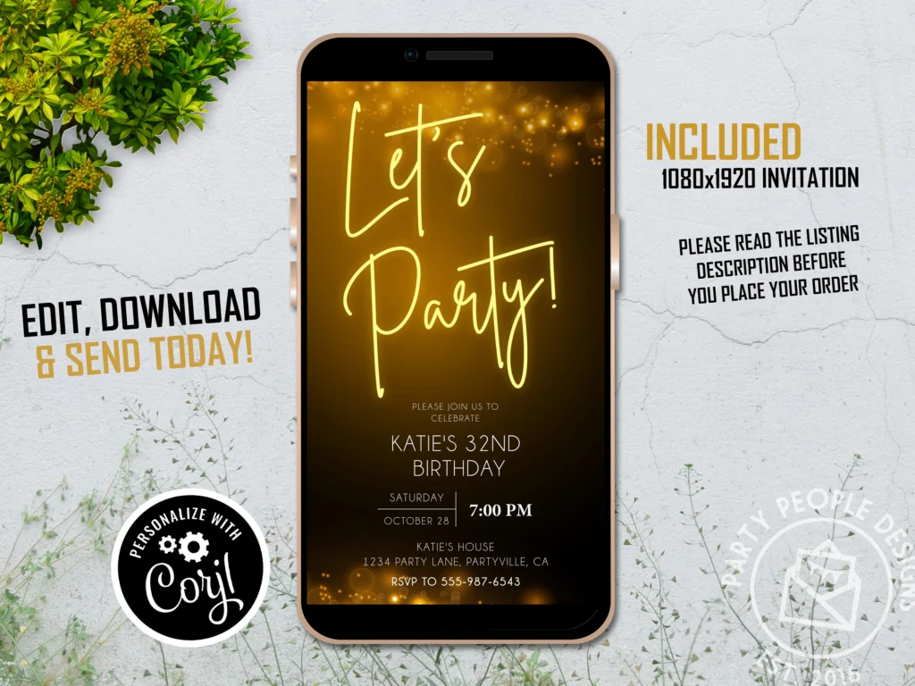 Party E Invite Editable Text Message Party E Invite Editable Text Message