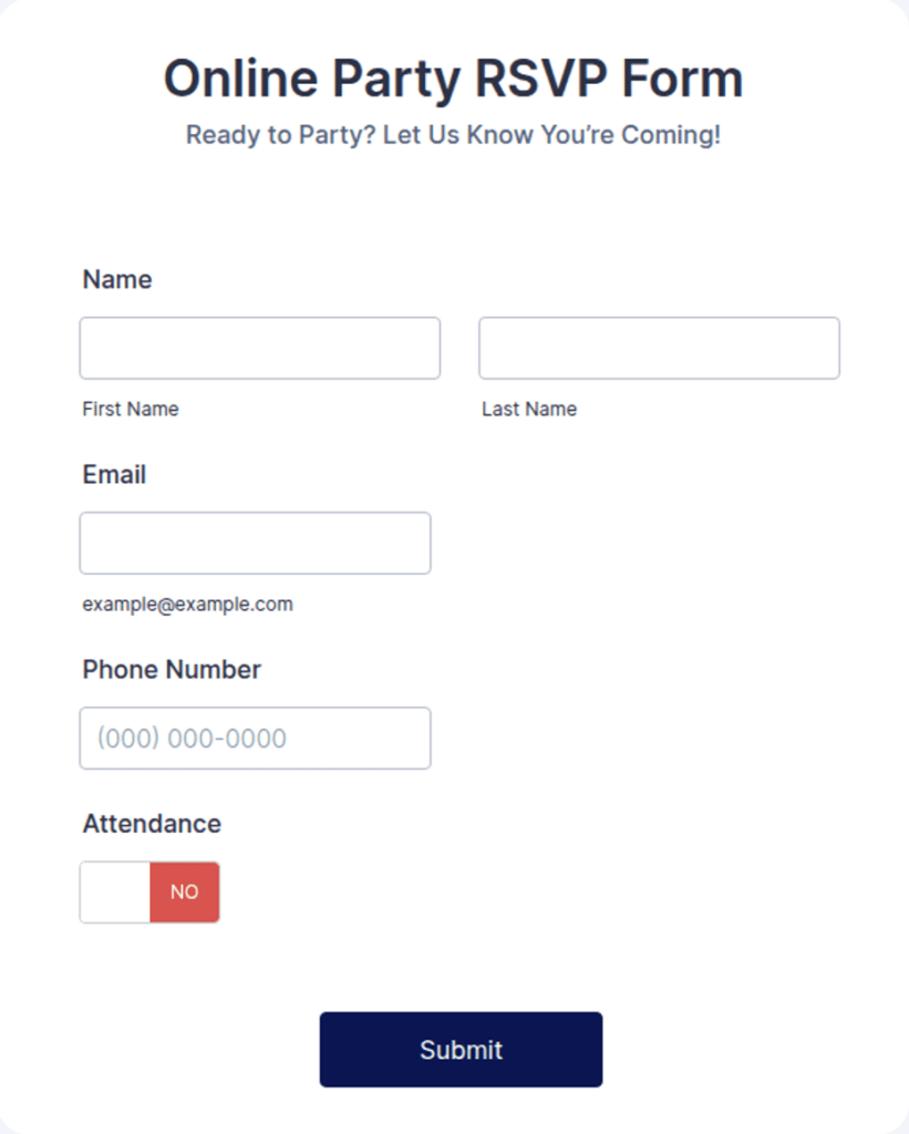 Party Rsvp Form