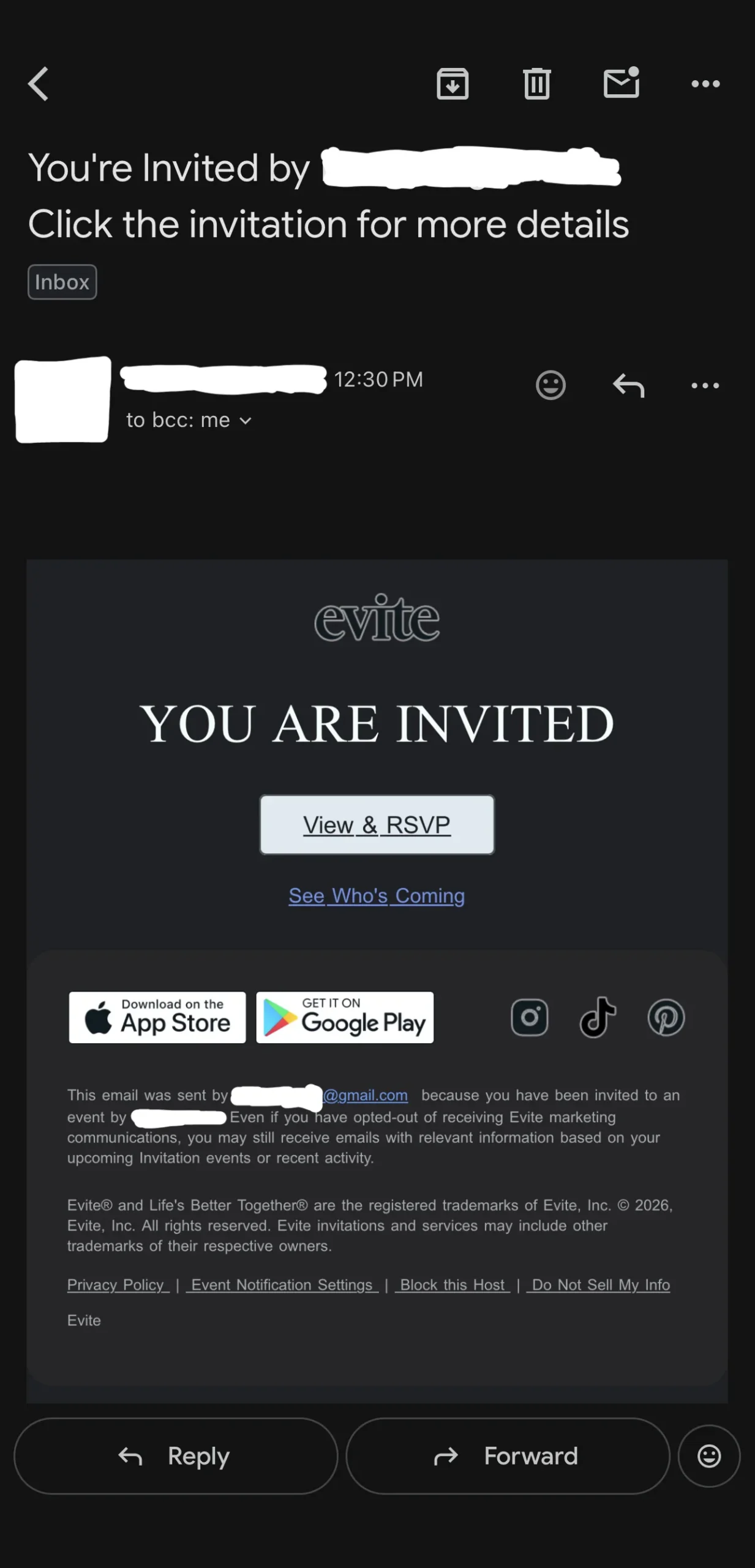 Please Help Evite Invitation Phishing Scam
