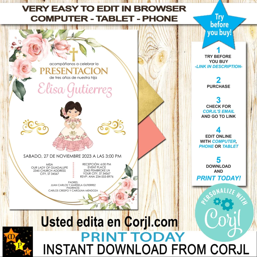 Presentation 3 Years Invitation Girl
