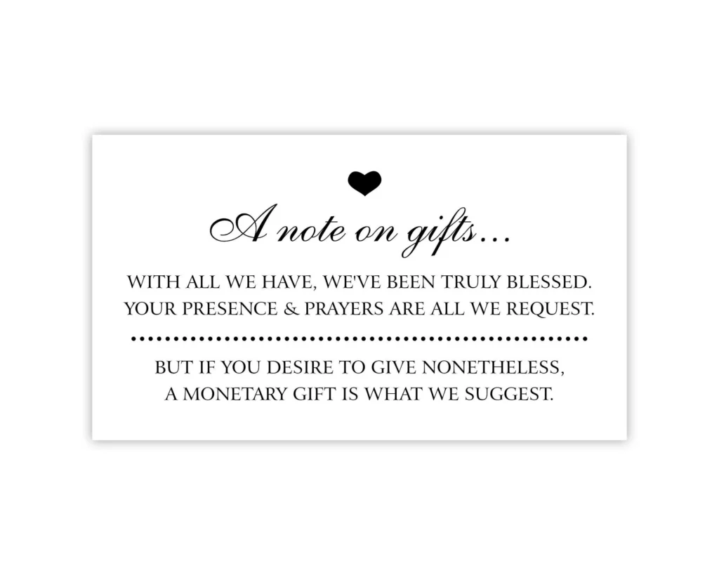 Request For Cash Money Instead Of Gifts