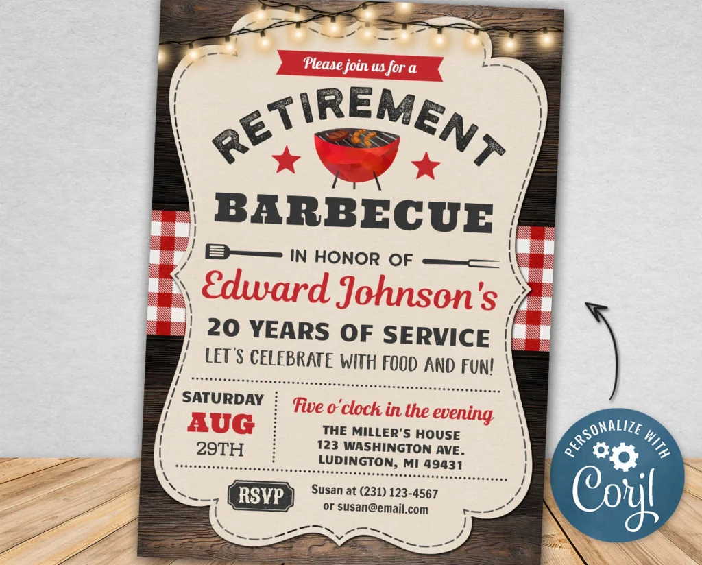 Retirement Bbq Invitation Bbq Party